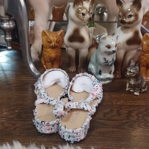 SweetTweed Cap Toe Slingback Flats W/lleather Soles sz.9 - Picture 3 of 7